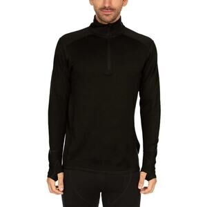 Minus33 Mens Large Black Superfine Merino Wool 1/4 Zip Midweight Long Sleeve